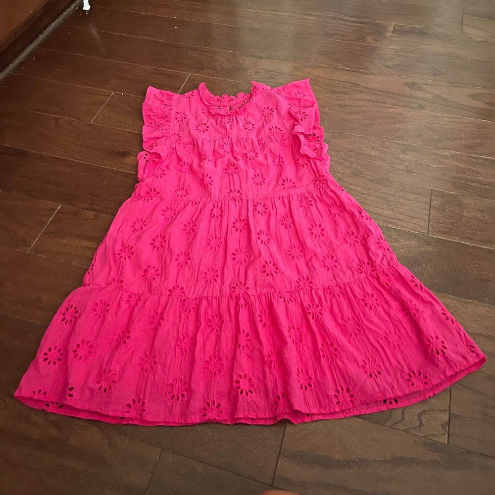 Entro pink mini dress ruffle sleeves Size Large (lined) super cute and flirty 💕